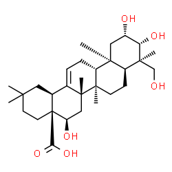 ChemSpider 2D Image | (2beta,3beta,5beta,16alpha,17alpha)-2,3,16,23-Tetrahydroxyolean-12-en-28-oic acid | C30H48O6