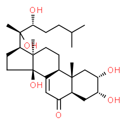 ChemSpider 2D Image | (2beta,3beta,5beta,9beta,10alpha,17alpha,22R)-2,3,14,20,22-Pentahydroxycholest-7-en-6-one | C27H44O6
