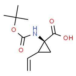 ChemSpider 2D Image | (1S)-1-({[(2-Methyl-2-propanyl)oxy]carbonyl}amino)-2-vinylcyclopropanecarboxylic acid | C11H17NO4