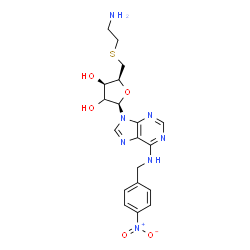 ChemSpider 2D Image | 9-[(2xi)-5-S-(2-Aminoethyl)-5-thio-beta-D-threo-pentofuranosyl]-N-(4-nitrobenzyl)-9H-purin-6-amine | C19H23N7O5S