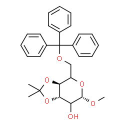 ChemSpider 2D Image | Methyl 3,4-O-isopropylidene-6-O-trityl-beta-L-threo-hexopyranoside | C29H32O6
