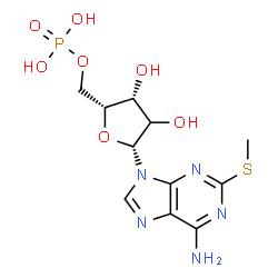 ChemSpider 2D Image | 2-(Methylsulfanyl)-9-[(2xi)-5-O-phosphono-beta-D-threo-pentofuranosyl]-9H-purin-6-amine | C11H16N5O7PS