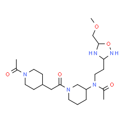 ChemSpider 2D Image | N-{1-[(1-Acetyl-4-piperidinyl)acetyl]-3-piperidinyl}-N-{2-[5-(methoxymethyl)-1,2,4-oxadiazolidin-3-yl]ethyl}acetamide | C22H39N5O5