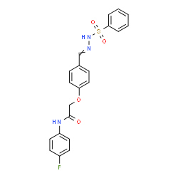 ChemSpider 2D Image | N-(4-Fluorophenyl)-2-(4-{[(phenylsulfonyl)hydrazono]methyl}phenoxy)acetamide | C21H18FN3O4S