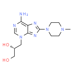 ChemSpider 2D Image | (2R)-3-[6-Amino-8-(4-methyl-1-piperazinyl)-3H-purin-3-yl]-1,2-propanediol | C13H21N7O2
