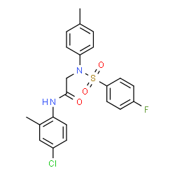 ChemSpider 2D Image | N-(4-Chloro-2-methylphenyl)-N~2~-[(4-fluorophenyl)sulfonyl]-N~2~-(4-methylphenyl)glycinamide | C22H20ClFN2O3S