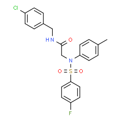 ChemSpider 2D Image | N-(4-Chlorobenzyl)-N~2~-[(4-fluorophenyl)sulfonyl]-N~2~-(4-methylphenyl)glycinamide | C22H20ClFN2O3S