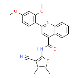 ChemSpider 2D Image | N-(3-Cyano-4,5-dimethyl-2-thienyl)-2-(2,4-dimethoxyphenyl)-4-quinolinecarboxamide | C25H21N3O3S