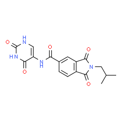 ChemSpider 2D Image | N-(2,4-Dioxo-1,2,3,4-tetrahydro-5-pyrimidinyl)-2-isobutyl-1,3-dioxo-5-isoindolinecarboxamide | C17H16N4O5