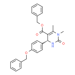 ChemSpider 2D Image | Benzyl (4R)-4-[4-(benzyloxy)phenyl]-1,6-dimethyl-2-oxo-1,2,3,4-tetrahydro-5-pyrimidinecarboxylate | C27H26N2O4