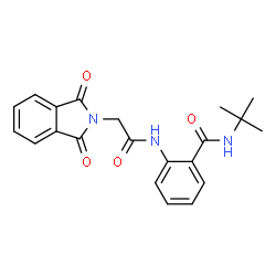 ChemSpider 2D Image | 2-{[(1,3-Dioxo-1,3-dihydro-2H-isoindol-2-yl)acetyl]amino}-N-(2-methyl-2-propanyl)benzamide | C21H21N3O4