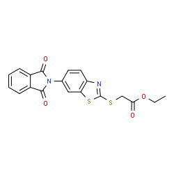 ChemSpider 2D Image | Ethyl {[6-(1,3-dioxo-1,3-dihydro-2H-isoindol-2-yl)-1,3-benzothiazol-2-yl]sulfanyl}acetate | C19H14N2O4S2