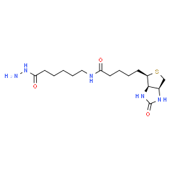 ChemSpider 2D Image | N-(6-Hydrazino-6-oxohexyl)-5-[(3aR,4R,6aS)-2-oxohexahydro-1H-thieno[3,4-d]imidazol-4-yl]pentanamide | C16H29N5O3S