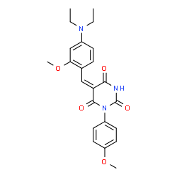 ChemSpider 2D Image | (5E)-5-[4-(Diethylamino)-2-methoxybenzylidene]-1-(4-methoxyphenyl)-2,4,6(1H,3H,5H)-pyrimidinetrione | C23H25N3O5
