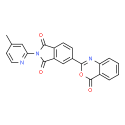 ChemSpider 2D Image | 2-(4-Methyl-2-pyridinyl)-5-(4-oxo-4H-3,1-benzoxazin-2-yl)-1H-isoindole-1,3(2H)-dione | C22H13N3O4