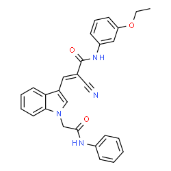 ChemSpider 2D Image | (2E)-3-[1-(2-Anilino-2-oxoethyl)-1H-indol-3-yl]-2-cyano-N-(3-ethoxyphenyl)acrylamide | C28H24N4O3