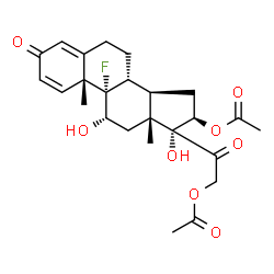 ChemSpider 2D Image | (8alpha,9beta,10alpha,11beta,13alpha,14beta,16alpha,17alpha)-9-Fluoro-11,17-dihydroxy-3,20-dioxopregna-1,4-diene-16,21-diyl diacetate | C25H31FO8