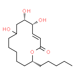 ChemSpider 2D Image | (3E,5R,6S,14R)-5,6,8-Trihydroxy-14-pentyloxacyclotetradec-3-en-2-one | C18H32O5