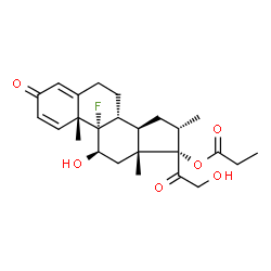 ChemSpider 2D Image | (8alpha,9beta,10alpha,11alpha,13alpha,14beta,16beta,17alpha)-9-Fluoro-11,21-dihydroxy-16-methyl-3,20-dioxopregna-1,4-dien-17-yl propionate | C25H33FO6