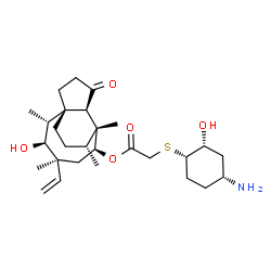 ChemSpider 2D Image | (1S,2R,3S,4S,6S,7R,8R,14R)-3-Hydroxy-2,4,7,14-tetramethyl-9-oxo-4-vinyltricyclo[5.4.3.0~1,8~]tetradec-6-yl {[(1S,2R,4R)-4-amino-2-hydroxycyclohexyl]sulfanyl}acetate | C28H45NO5S
