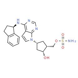 ChemSpider 2D Image | [(1R,2R,4R)-4-{4-[(1R)-2,3-Dihydro-1H-inden-1-ylamino]-7H-pyrrolo[2,3-d]pyrimidin-7-yl}-2-hydroxycyclopentyl]methyl sulfamate | C21H25N5O4S