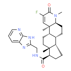 ChemSpider 2D Image | (4aS,4bS,6aR,7R,9aS,9bR,11aS)-3-Fluoro-N-(3H-imidazo[4,5-b]pyridin-2-ylmethyl)-1,4a,6a-trimethyl-2-oxo-2,4a,4b,5,6,6a,7,8,9,9a,9b,10,11,11a-tetradecahydro-1H-indeno[5,4-f]quinoline-7-carboxamide | C27H34FN5O2