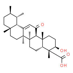 ChemSpider 2D Image | (3alpha,9beta,10alpha,14beta,17alpha,18alpha)-3-Hydroxy-11-oxours-12-en-24-oic acid | C30H46O4