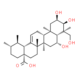 ChemSpider 2D Image | (2alpha,3alpha,6beta,18alpha,19alpha,20beta)-2,3,6,23-Tetrahydroxyurs-12-en-28-oic acid | C30H48O6