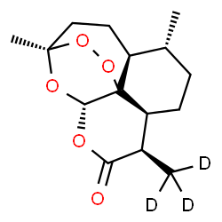 ChemSpider 2D Image | (1R,4S,5R,8S,9R,12S)-1,5-Dimethyl-9-(~2~H_3_)methyl-11,14,15,16-tetraoxatetracyclo[10.3.1.0~4,13~.0~8,13~]hexadecan-10-one | C15H19D3O5