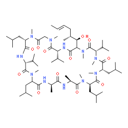ChemSpider 2D Image | (3S,6S,9R,12S,15R,21R,24S,30R)-33-[(1R,2R,4E)-1-Hydroxy-2-methyl-4-hexen-1-yl]-6,9,18,24-tetraisobutyl-3,21,30-triisopropyl-1,4,7,10,12,15,19,25,28-nonamethyl-1,4,7,10,13,16,19,22,25,28,31-undecaazacy
clotritriacontane-2,5,8,11,14,17,20,23,26,29,32-undecone | C63H113N11O12