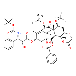 ChemSpider 2D Image | (1S,2S,3R,4R,9R,11S,12S,14R,17S)-1-Hydroxy-17-{[(2R,3S)-2-hydroxy-3-({[(2-methyl-2-propanyl)oxy]carbonyl}amino)-3-phenylpropanoyl]oxy}-4,12,16,19,19-pentamethyl-11,14-bis[(~2~H_3_)methyloxy]-6,13-diox
o-5,8-dioxatetracyclo[13.3.1.0~3,12~.0~4,9~]nonadec-15-en-2-yl benzoate | C45H51D6NO14