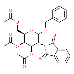 ChemSpider 2D Image | Benzyl 3,4,6-tri-O-acetyl-2-deoxy-2-(1,3-dioxo-1,3-dihydro-2H-isoindol-2-yl)-D-glucopyranoside | C27H27NO10