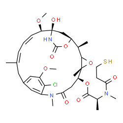 ChemSpider 2D Image | (1S,2R,5R,6S,16Z,18Z,20R,21R)-11-Chloro-21-hydroxy-12,20-dimethoxy-2,5,9,16-tetramethyl-8,23-dioxo-4,24-dioxa-9,22-diazatetracyclo[19.3.1.1~10,14~.0~3,5~]hexacosa-10(26),11,13,16,18-pentaen-6-yl (2S)-
2-[methyl(3-sulfanylpropanoyl)amino]propanoate (non-preferred name) | C35H48ClN3O10S