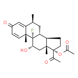 ChemSpider 2D Image | (6alpha,8alpha,9beta,10alpha,11beta,13alpha,14beta,17alpha)-9-Fluoro-11-hydroxy-6-methyl-3,20-dioxopregna-1,4-dien-17-yl acetate | C24H31FO5