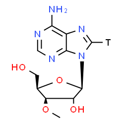 ChemSpider 2D Image | 9-[(2xi)-3-O-Methyl-beta-D-threo-pentofuranosyl](8-~3~H)-9H-purin-6-amine | C11H14TN5O4