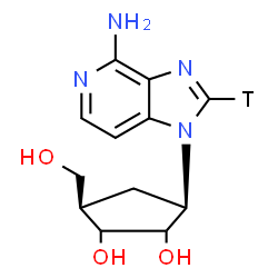 ChemSpider 2D Image | (3R,5R)-3-[4-Amino(2-~3~H)-1H-imidazo[4,5-c]pyridin-1-yl]-5-(hydroxymethyl)-1,2-cyclopentanediol | C12H15TN4O3
