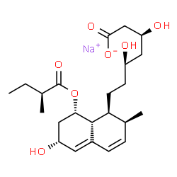 ChemSpider 2D Image | Sodium (3S,5R)-3,5-dihydroxy-7-[(1S,2S,6R,8S,8aR)-6-hydroxy-2-methyl-8-{[(2S)-2-methylbutanoyl]oxy}-1,2,6,7,8,8a-hexahydro-1-naphthalenyl]heptanoate | C23H35NaO7