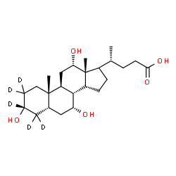 ChemSpider 2D Image | (3alpha,5alpha,7alpha,12alpha,14beta,17xi)-3,7,12-Trihydroxy(2,2,3,4,4-~2~H_5_)cholan-24-oic acid | C24H35D5O5