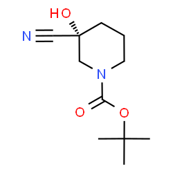 ChemSpider 2D Image | 2-Methyl-2-propanyl (3R)-3-cyano-3-hydroxy-1-piperidinecarboxylate | C11H18N2O3