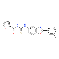ChemSpider 2D Image | N-{[2-(3-Methylphenyl)-1,3-benzoxazol-5-yl]carbamothioyl}-2-furamide | C20H15N3O3S