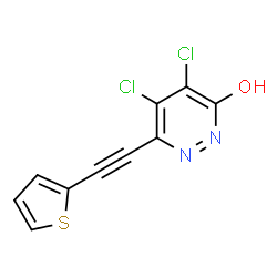 ChemSpider 2D Image | 4,5-Dichloro-6-(2-thienylethynyl)-3-pyridazinol | C10H4Cl2N2OS