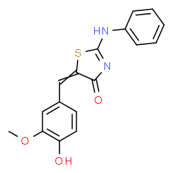 ChemSpider 2D Image | 2-Anilino-5-(4-hydroxy-3-methoxybenzylidene)-1,3-thiazol-4(5H)-one | C17H14N2O3S