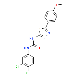 ChemSpider 2D Image | 1-(3,4-Dichlorophenyl)-3-[5-(4-methoxyphenyl)-1,3,4-thiadiazol-2-yl]urea | C16H12Cl2N4O2S