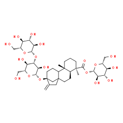 ChemSpider 2D Image | 1-O-[(5beta,9xi,10alpha,13alpha)-13-{[3-O-(beta-D-Glucopyranosyl)-beta-D-glucopyranosyl]oxy}-19-oxokaur-16-en-19-yl]-beta-D-glucopyranose | C38H60O18
