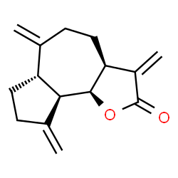 ChemSpider 2D Image | (3aS,6aS,9aR,9bR)-3,6,9-Tris(methylene)decahydroazuleno[4,5-b]furan-2(3H)-one | C15H18O2