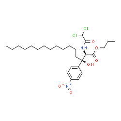 ChemSpider 2D Image | Propyl (betaR)-N-(dichloroacetyl)-beta-hydroxy-4-nitro-beta-tridecyl-D-phenylalaninate | C27H42Cl2N2O6