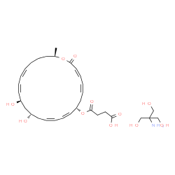 ChemSpider 2D Image | 4-{[(3Z,5Z,8S,9Z,11Z,14S,16R,17Z,19Z,24R)-14,16-Dihydroxy-24-methyl-2-oxooxacyclotetracosa-3,5,9,11,17,19-hexaen-8-yl]oxy}-4-oxobutanoic acid - 2-amino-2-(hydroxymethyl)-1,3-propanediol (1:1) | C32H49NO11