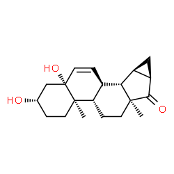 ChemSpider 2D Image | (2S,4aR,4bS,6aS,7aR,8aR,8bS,8cR,10aR)-2,10a-Dihydroxy-4a,6a-dimethyl-2,3,4,4a,4b,5,6,6a,7a,8,8a,8b,8c,10a-tetradecahydrocyclopropa[4,5]cyclopenta[1,2-a]phenanthren-7(1H)-one | C20H28O3