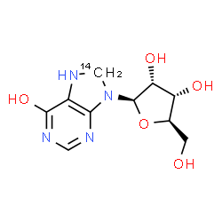 ChemSpider 2D Image | 9-(beta-D-Ribofuranosyl)(8-~14~C)-8,9-dihydro-7H-purin-6-ol | C914CH14N4O5