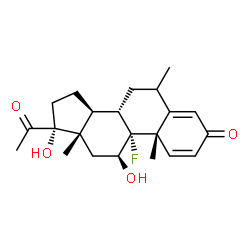 ChemSpider 2D Image | (11beta)-9-Fluoro-11,17-dihydroxy-6-methylpregna-1,4-diene-3,20-dione | C22H29FO4